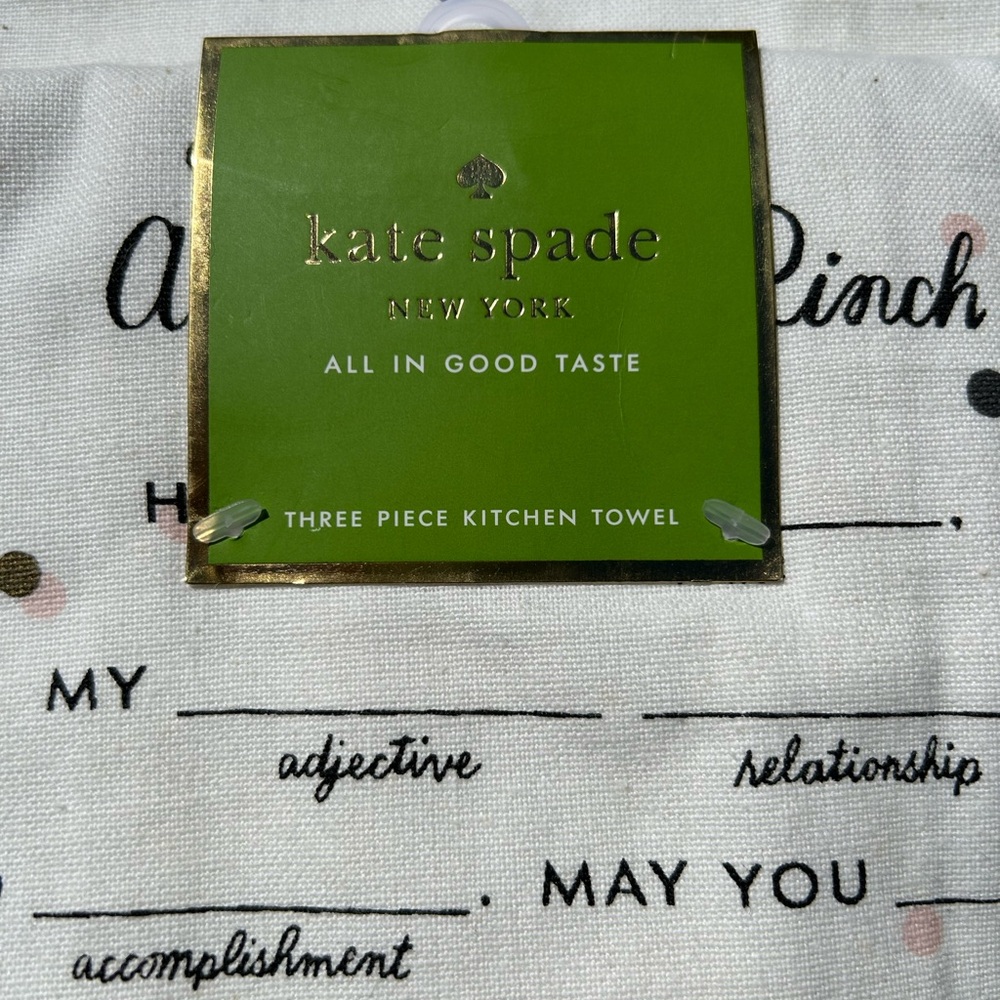 NWT:Kate Spade White and Black Kitchen Towel Set